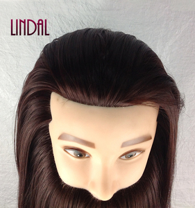 Tête de mannequin homme LINDAL <span class=keywords><strong>pour</strong></span> la formation en coiffure, équipement de salon, cheveux naturels, <span class=keywords><strong>pour</strong></span> la pratique de la coiffure - Product Image 2