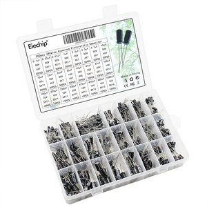 Eiechip 24Value Kit 500PCs Condensadores electrolíticos de aluminio tipo plomo radial 0,1 <span class=keywords><strong>uF</strong></span>-10000uF Rango 9 Caja Alto voltaje Bajo - Product Image 4