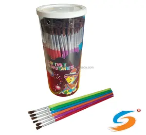 144pcs color plastic handle pony hair art brush for student