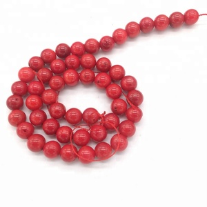 Perles de corail rouge naturel de bonne qualité, rondes, 6 mm, 8 mm, 10 mm - Product Image 5
