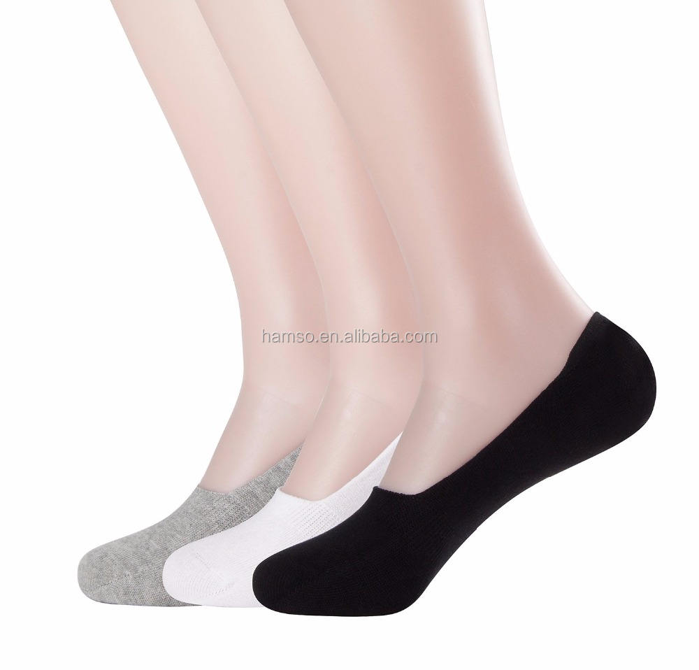 Men's Cotton No Show Invisible Socks with Silicone Heel Pad Casual
