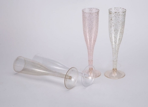 Flûtes à <span class=keywords><strong>champagne</strong></span> jetables fantaisie en plastique rose or argent pailleté 4.5 oz pour mariage - Product Image 5