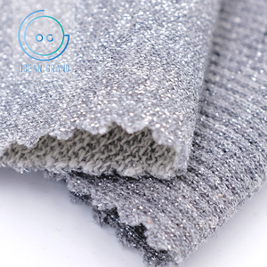 Taiwan 100% Cotton Silver Lurex Metallic French Terry Glitter Fabric for Fashion Garment - Product Image 2