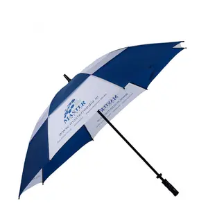 Cópia do logotipo 30 polegadas air vent windproof do guarda-chuva de golfe da camada dobro para adultos