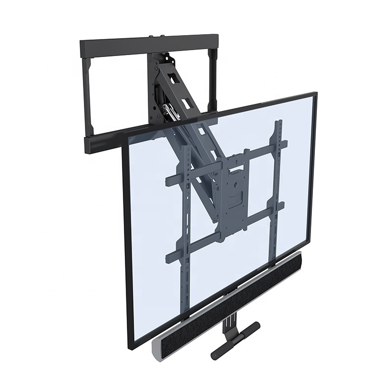 Metal Gas Spring Fireplace Folding Telescoping TV Wall Mount Bracket With Sound Bar