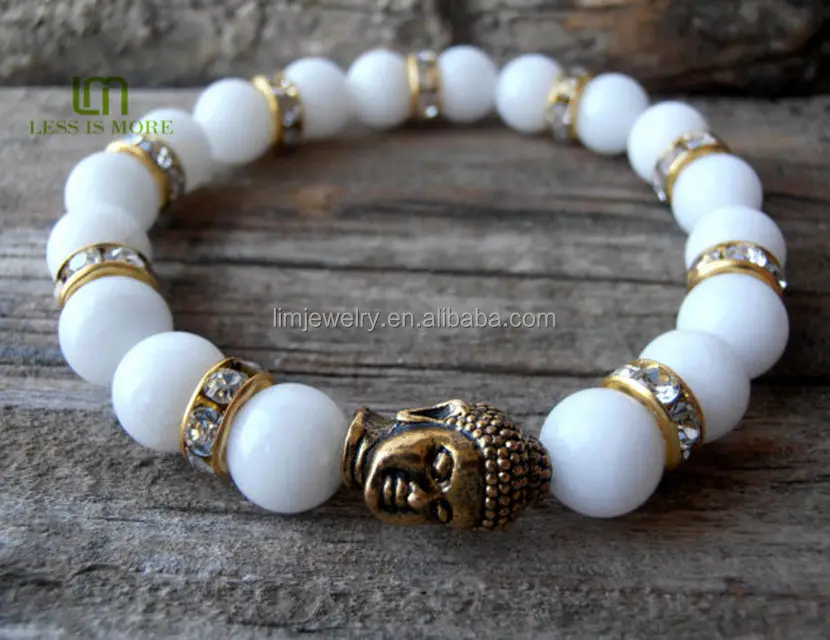 Bracelet de bouddha en or, Tridacna, perles en coquillage, extensible, avec espaceur en cristal, vente en gros