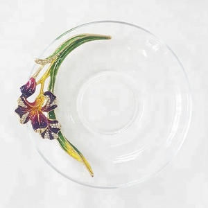 Taza de Agua o Café de Vidrio con Flores Metálicas de Lujo, Estilo Antiguo Vintage con Cuchara y Plato, Taza de Regalo - Product Image 5