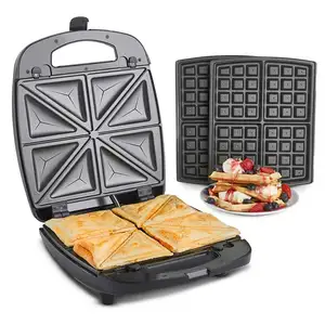 CE GS ROHS CB ETL Removable and Detachable d 3 in 1 Stainless steel 4 Slice Sandwich Maker