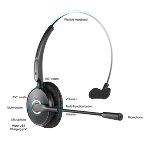 Auriculares <span class=keywords><strong>inalámbricos</strong></span> <span class=keywords><strong>con</strong></span> Bluetooth <span class=keywords><strong>para</strong></span> conductor de camión, <span class=keywords><strong>micrófono</strong></span> <span class=keywords><strong>con</strong></span> cancelación de ruido, <span class=keywords><strong>para</strong></span> centro de llamadas - Product Image 4