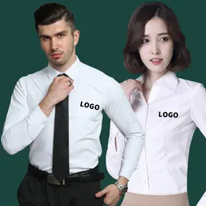 Camisa profesional de negocios para hombres y mujeres, ropa de trabajo con logotipo bordado