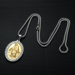 Collar colgante de acero inoxidable patrón <span class=keywords><strong>Virgen</strong></span> <span class=keywords><strong>Mar</strong></span>ía - Product Image 5