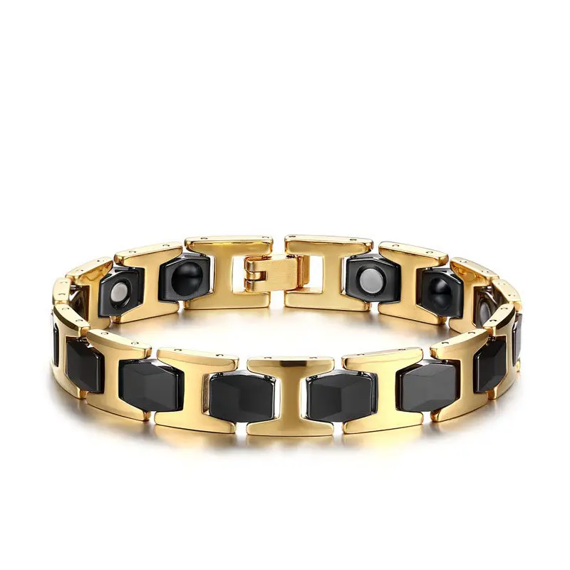 En gros or noir en céramique bracelet magnétique en acier inoxydable hommes bijoux germanium bracelets