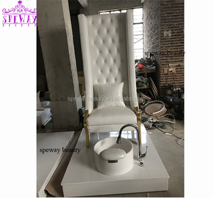 Uzun Taht Kral spa pedikür koltuğu Beyaz Kadife Kristaller ile