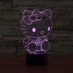 ไฟ LED ภาพลวงตาเปลี่ยนสีได้7สี Hello Kitty 3D