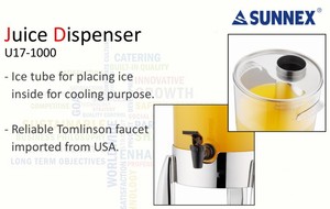 Distributeur d'eau et de jus professionnel en acier inoxydable transparent en polycarbonate de 12 litres (froid) Nouveau design rectangulaire pour buffet - Product Image 6