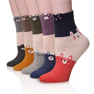 Lovely cute design animal print cartoon girl tube socks for women