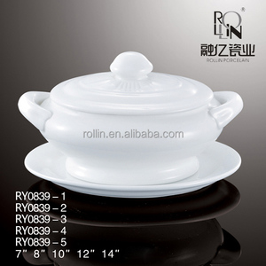 <span class=keywords><strong>Surtidor</strong></span> de China sopera cuencos hotel juego de ollas de cerámica blanca sopera con tapa - Product Image 6