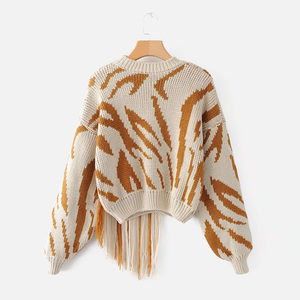 Maglione Lavorato a <span class=keywords><strong>Maglia</strong></span> Taglia Unica per Donna, Pullover Jacquard OEM, Maglione Streetwear con <span class=keywords><strong>Frange</strong></span> - Product Image 4