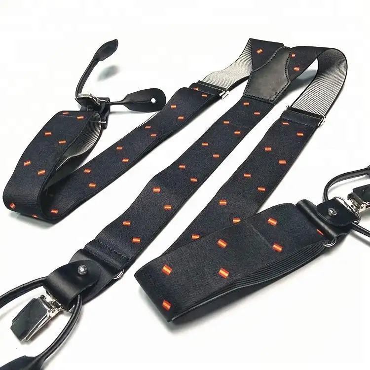 Suspensórios formais, suspensórios formais vintage para homens com 6 clipes fortes forma y suporte de couro largo preto