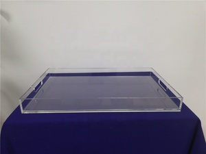 Clear Lucite Serving <strong>Breakfast</strong> <strong>Tray</strong> Acrylic Insert <strong>Trays</strong> with Handles - Product Image 6