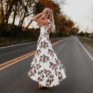 Irregularity Womens <strong>Summer</strong> <strong>Boho</strong> <strong>Dresses</strong> Backless Maxi Floral <strong>Dress</strong> - Product Image 4