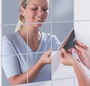 Stiker Cermin Akrilik Perekat Dapat Dilepas, untuk Dekorasi Dinding