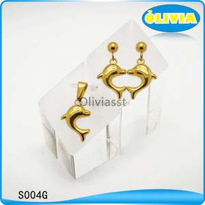 Olivia bisutería al por mayor forma dólar conjunto joyería de las mujeres con el tono de plata de acero inoxidable - Product Image 2