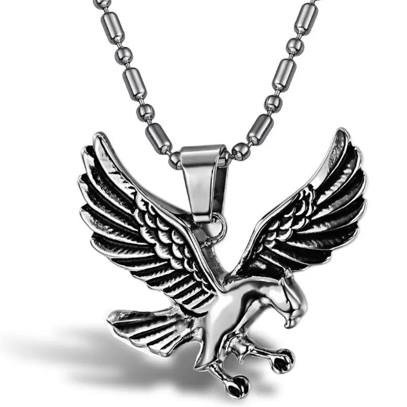 Fabrik Großhandel Gothic Punk Edelstahl Männer Schmuck Fly Eagle Anhänger Halskette