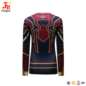 <span class=keywords><strong>T</strong></span>-<span class=keywords><strong>shirt</strong></span> a compressione da <span class=keywords><strong>donna</strong></span> con stampa completa di vestiti da allenamento per supereroi - Product Image 5