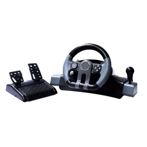 Volante de Carreras <span class=keywords><strong>USB</strong></span> QEOME con Motor de Vibración, Ángulo de Giro de 180 Grados y Pedales Programables para <span class=keywords><strong>PC</strong></span> - Product Image 2