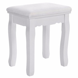 Tabouret de coiffeuse blanc baroque rembourré pour coiffeuse - Product Image 1