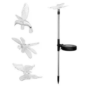 Hotsale LED sensor Solar al aire libre paisaje lámpara creativa colibrí mariposa libélula Solar Spike Luz