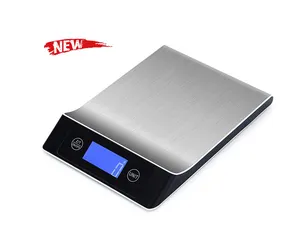 New Style Large Display Weight Kitchen Scale 2*1.5V Battery LCD Display ABS Plastic/stainless Steel Plate 5kg /10kg/15kg OEM 1g
