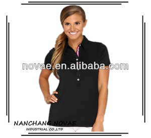 nero <span class=keywords><strong>rosa</strong></span> Ladies Golf <span class=keywords><strong>polo</strong></span> wholesale a basso prezzo fatto in cina - Product Image 1