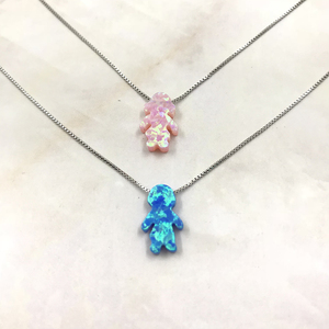 Kalung Jimat Manik Hamsa Opal Warna-warni dengan Rantai Perak - Product Image 6