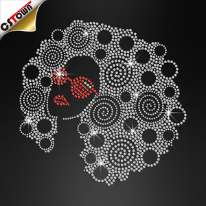Transfert <span class=keywords><strong>thermocollant</strong></span> pour coiffeuse, motif en <span class=keywords><strong>strass</strong></span>, fille noire aux <span class=keywords><strong>cheveux</strong></span> afro, noir cristal - Product Image 4
