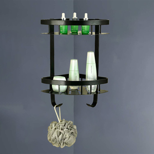 Étagère d'angle de douche en aluminium, adhésif noir, caddie de douche, pour salle de bain, qualité supérieure - Product Image 5