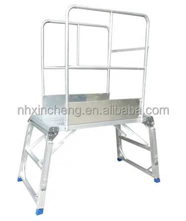 aluminum working platform workbench Aluminum pool judge ladder with handrail Wheeled step ladder for large cargo unloading
