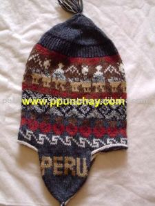 Sombrero con orejeras de Chullo de punto de Perú unisex para adultos para temporada de invierno - Product Image 1