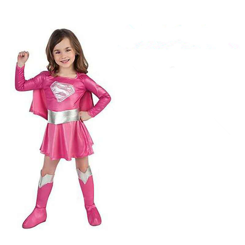 Костюм для косплея для девочек, роскошный детский костюм Суперженщины, костюм на Хэллоуин для детей, вечернее платье