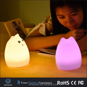 El mejor popular sensor inHome del tacto del silicón del CAT llevó la luz de la noche 7 colores que cambian la lámpara - Product Image 4