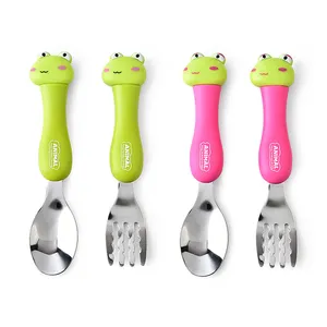 Children frog cartoon tableware set durable creative spoon and fork