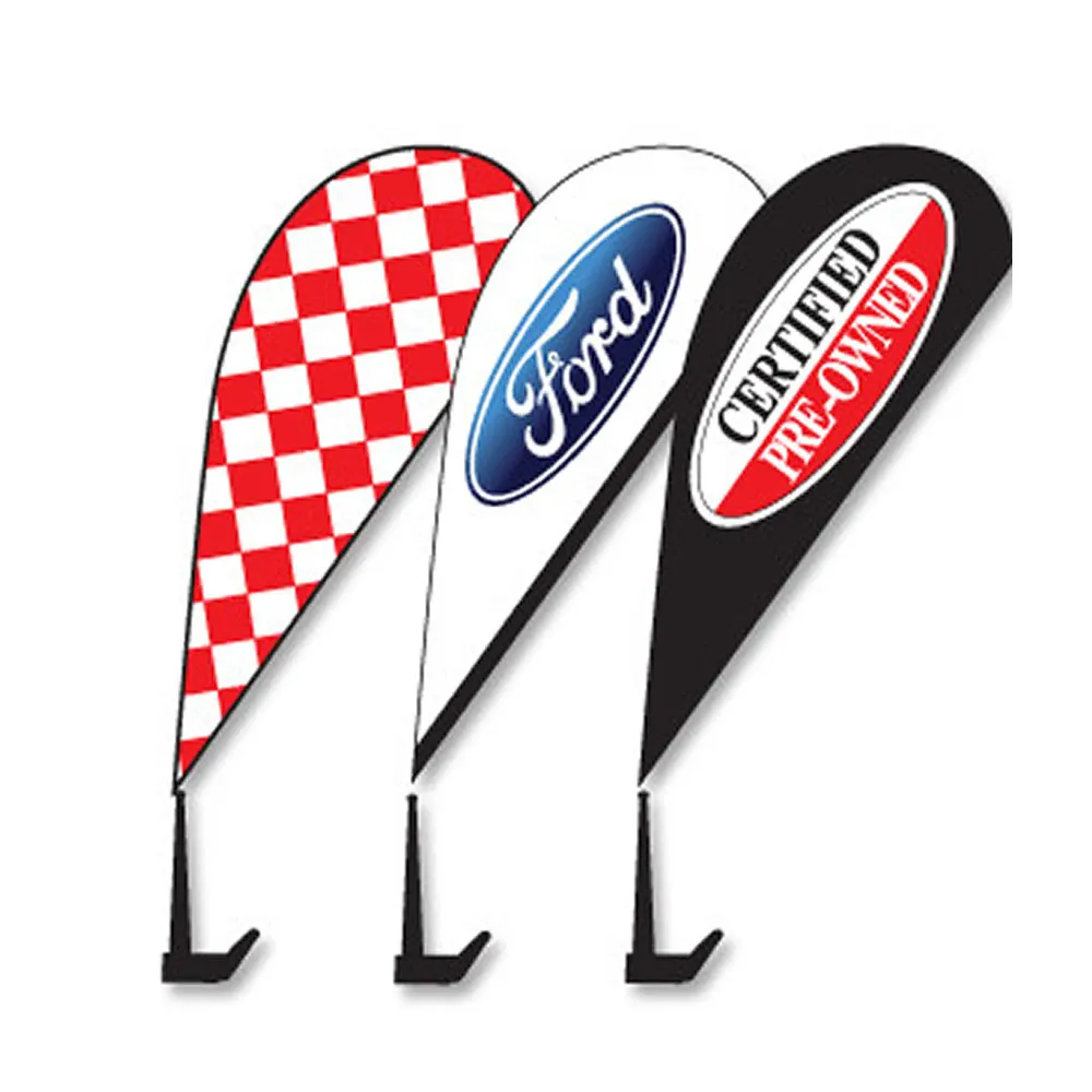 Hoge Kwaliteit Custom Logo Doublde Side Printing 3d Auto Raam Druppelvlag Voor Auto Promotie