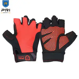 Red Foam Padded Palm Outdoor Workout Bike Gym Custom Other Sports Fingerless Cycling Gloves