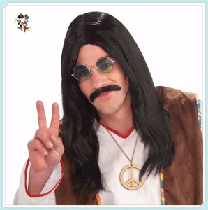 Sintético barato Flor de Hippie 1960 amor paz <span class=keywords><strong>hombre</strong></span> fiesta de Carnaval pelucas HPC-1257 - Product Image 5