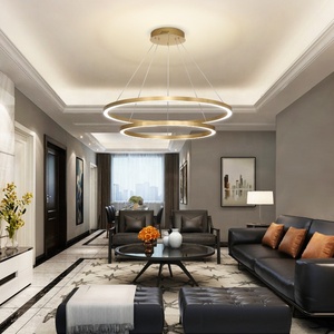 Simig illuminazione moderna di lusso in acrilico lampada ad anello d'oro a spirale lampada a sospensione a doppia altezza <span class=keywords><strong>lampadario</strong></span> da soggiorno - Product Image 4