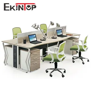 Commercial office Furniture 4 people melamine office desk with partition