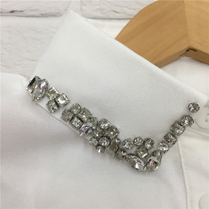 Nueva blusa desmontable medias camisas elegante moda mujer cuello con diamantes de imitación - Product Image 4