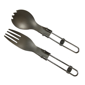 Ensemble de couverts pliables en titane sablé, style américain, légers, écologiques, portables pour le camping et la randonnée en extérieur - Product Image 5