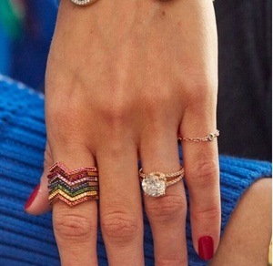 LOZRUNVE gioielli Boho 925 colore <span class=keywords><strong>argento</strong></span> Sterling Wave CZ Eternity Band <span class=keywords><strong>anello</strong></span> impilabile - Product Image 2